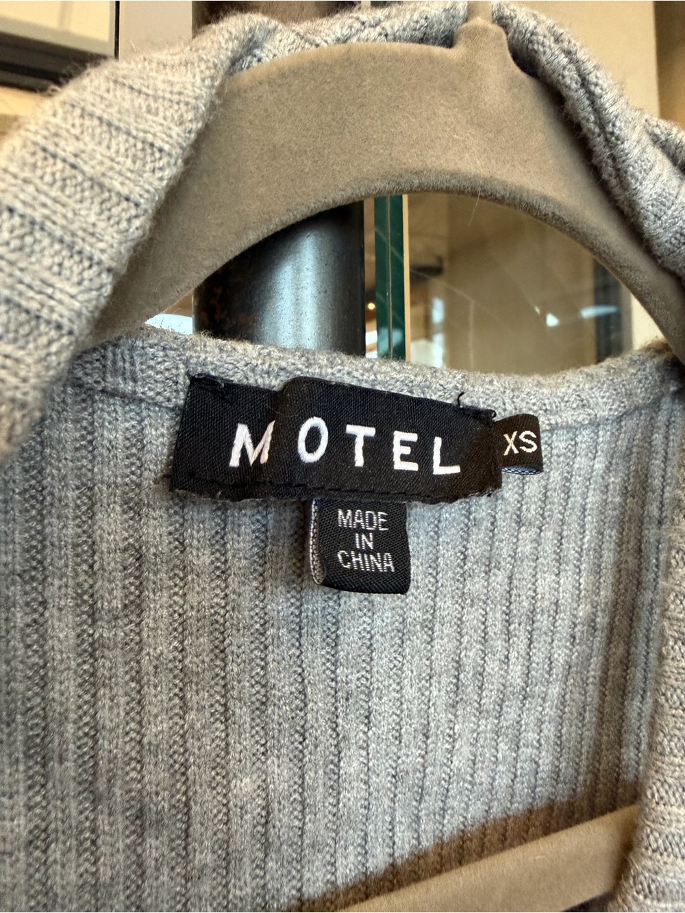 Motel Rocks Light Gray Ribbed Cropped Wrap Top - Picture 3 of 6